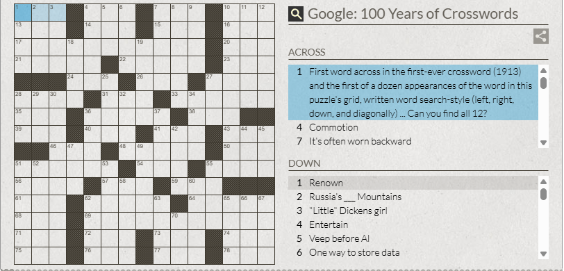 100th Anniversary of the Crossword Puzzle
